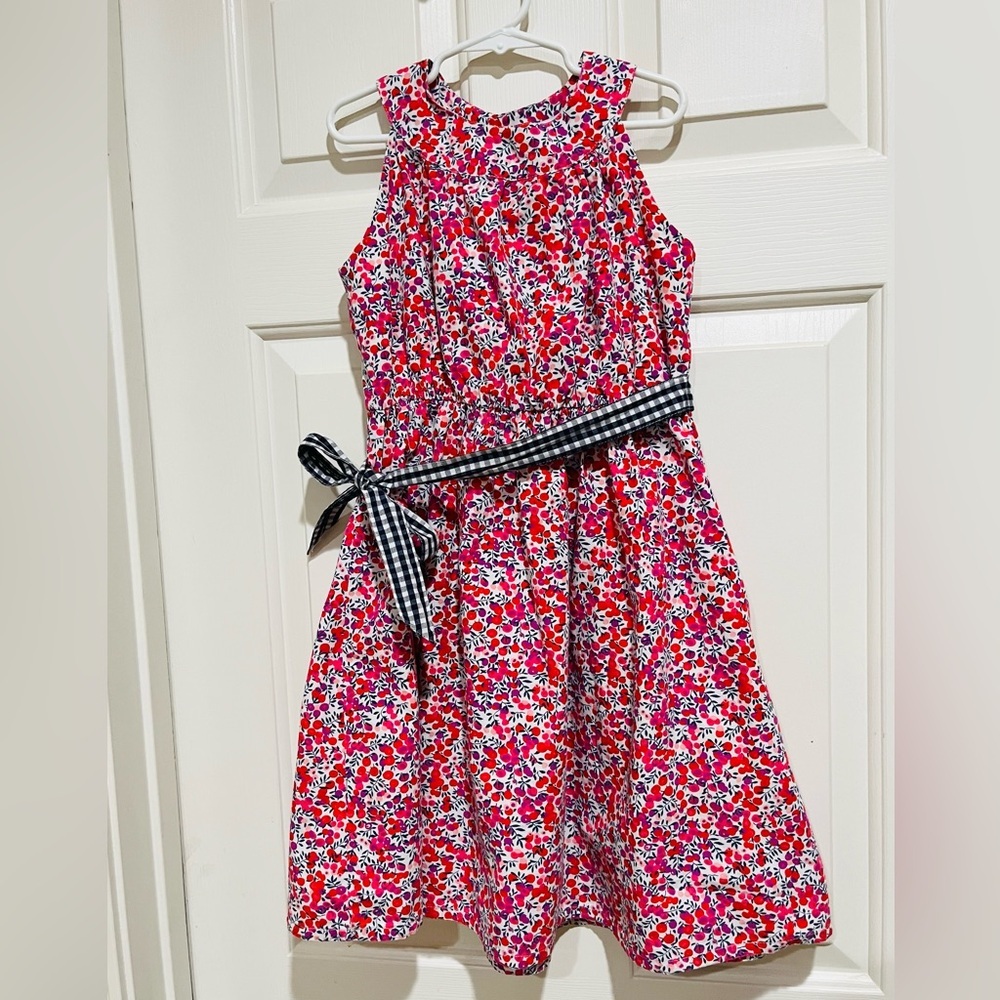 EPK DESIGNED IN FRANCE Girls Floral Sundress with Gingham Waist Tie KID SIZE 10
